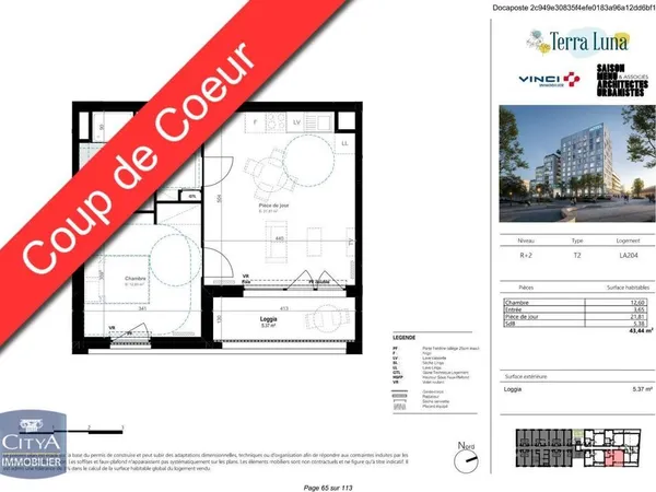 Appartement 2 pièces 43 m² 
