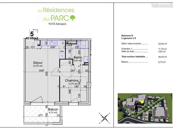 Appartement 2 pièces 41 m² 