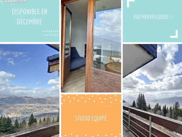 🏔️ Studio-cabine meublé à l'année - Vue panoramique sur les lacs de Laffrey 