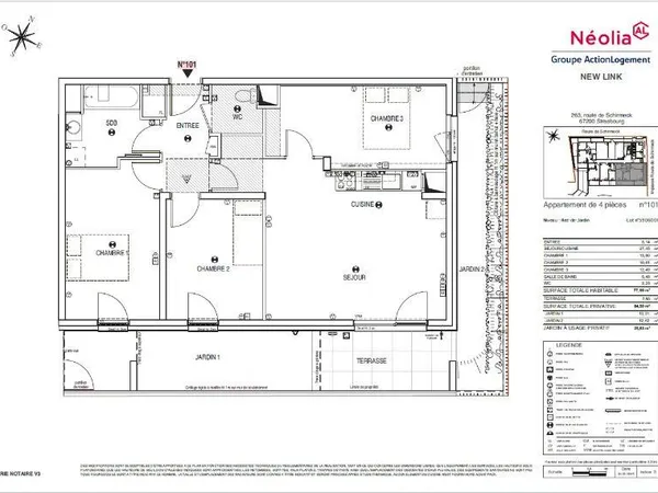 Appartement 4 pièces 77 m² 