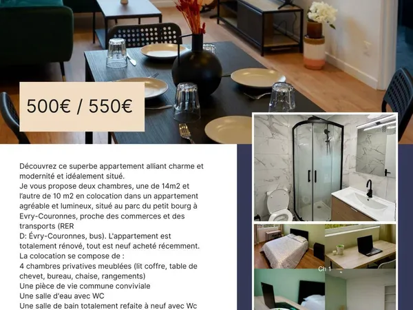 Loue appartement en colocation - 80m² 