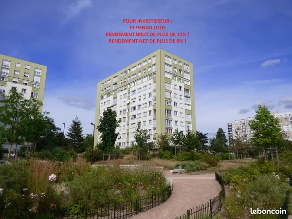 Appartement T3 vendu loué de 56,47m2 avec cave et garage box à Orléans la Source 