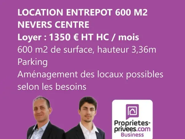58000 NEVERS - LOCATION ENTREPOT 600 M² 