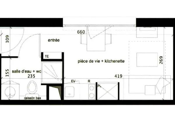 Appartement 1 pièce 17 m² 