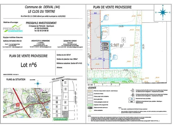 Terrain 567 m² Derval 
