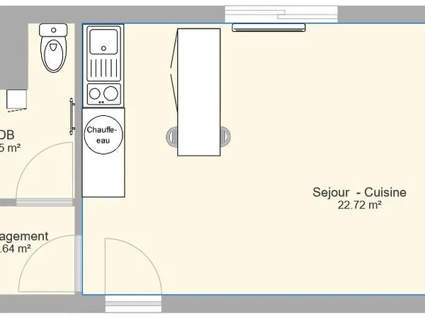 Studio 30 m2 non meublé 