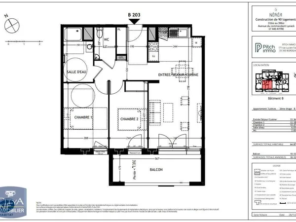 Appartement 3 pièces 65 m² 