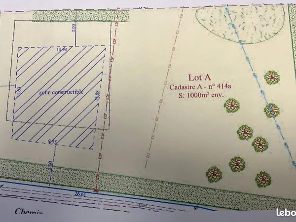 Terrain 1000 m² NOTRE DAME DE BOISSET 