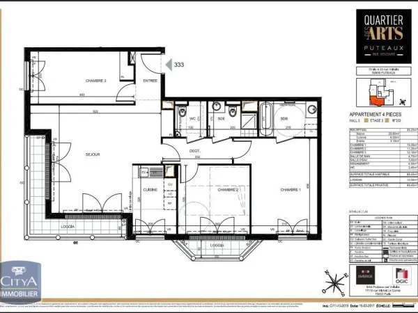 Appartement 4 pièces 88 m² 