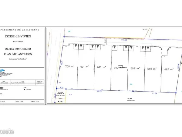 Terrain 697 m² Cosse Le Vivien 