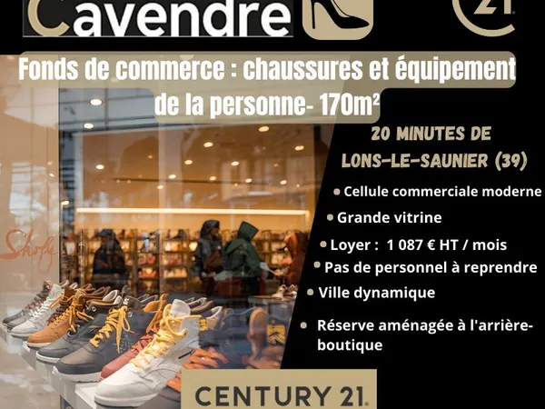 Chaussures, fonds de commerce 170 m² LONS LE SAUNIER 
