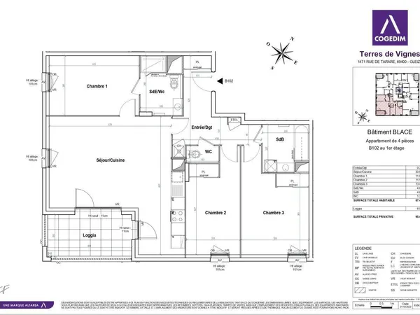 Appartement 4 pièces 87 m² 