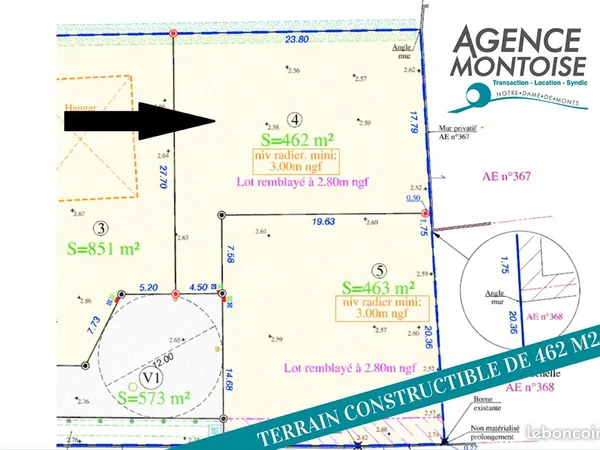 Terrain 462 m² NOTRE DAME DE MONTS 