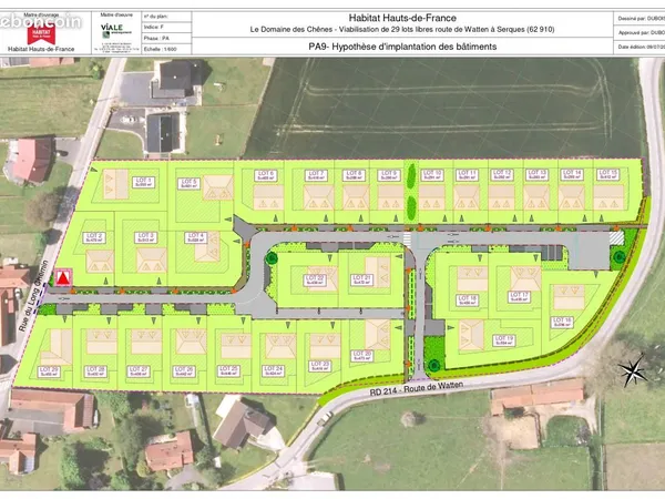 Terrain 292 m² Serques 