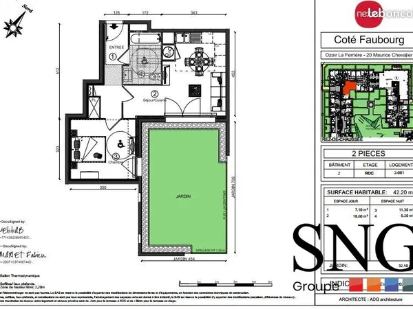 Appartement 2 pièces 42 m² 
