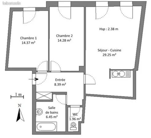 Location logement appartement 3 pièces F3 75m² 