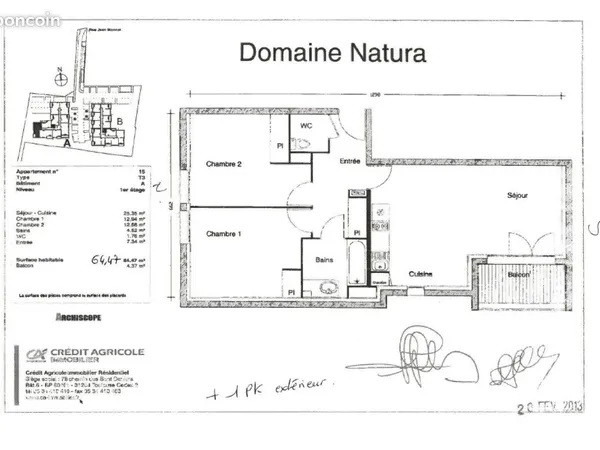 Appartement 3 pièces 64 m² 