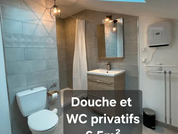 Chambre avec salle d'eau et WC privatifs - Colocation haut de gamme 