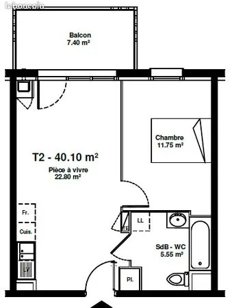 Appartement 2 pièces 40 m² 