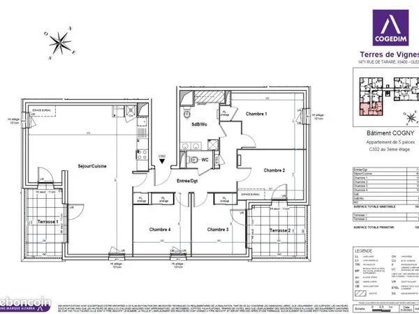 Appartement 5 pièces 104 m² 