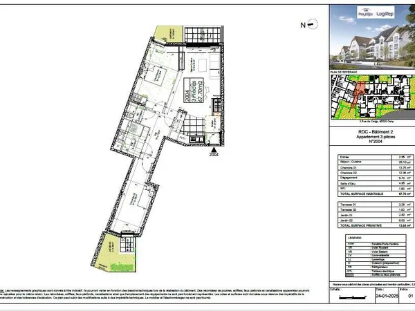 Appartement 3 pièces 67 m² 