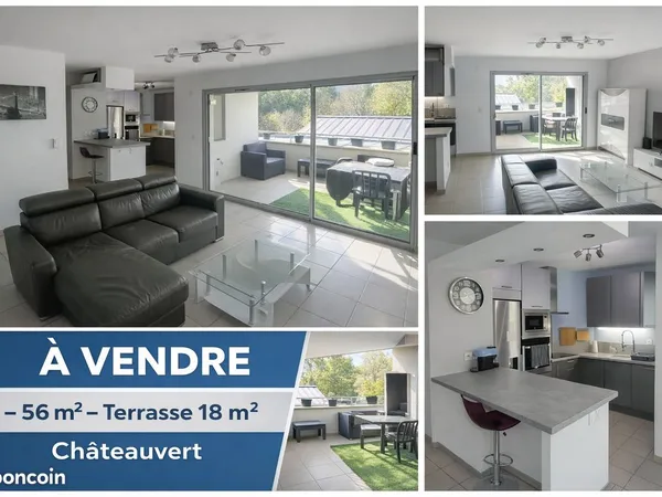 T2 56 m² + terrasse 18 m² plein sud - Châteauvert - Résidence récente avec ascenseur 
