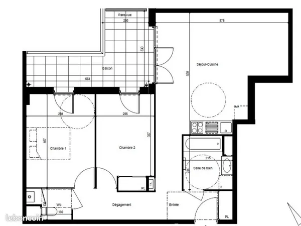 Appartement 3 pièces 66 m² 