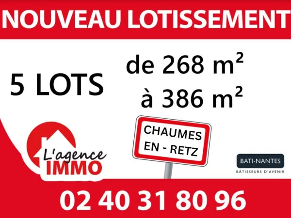 A VENDRE A CHAUMES-EN-RETZ TERRAIN A BATIR DE 268 M2 A 386 M 