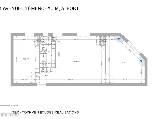 Appartement 2/3 pièces 44 m² entièrement rénové 