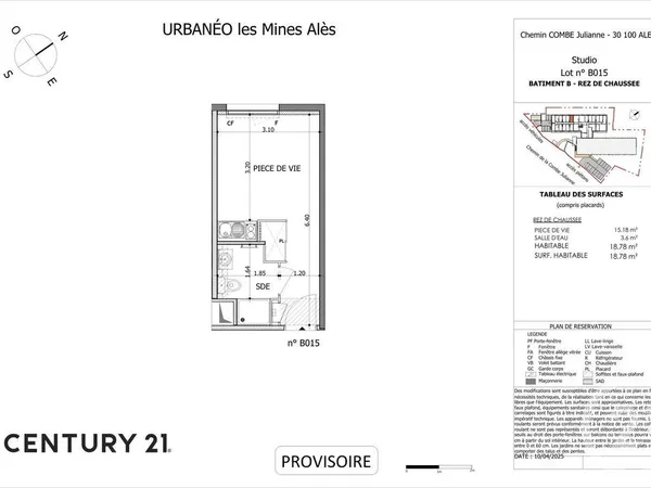 Appartement 1 pièce 18 m² 