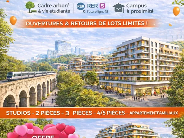 OFFRE DU DEBUT D'ANNEE TVA 5.5 et PTZ : PROCHE DES GARES DU GRAND PARIS DANS UN CADRE UNIQUE! 