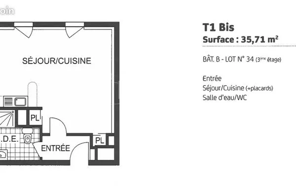 Appartement 1 pièce 36 m² 