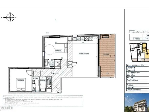 Appartement 3 pièces 67 m² 