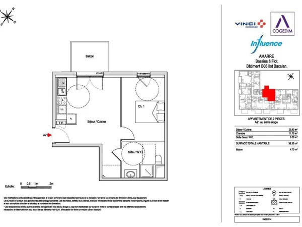 Appartement 2 pièces 38 m² 