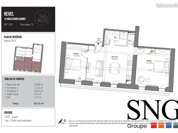 Appartement 3 pièces 35 m² 