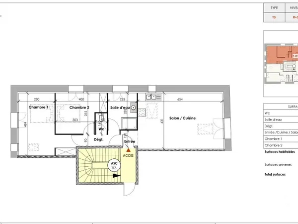 Appartement 3 pièces 68 m² 