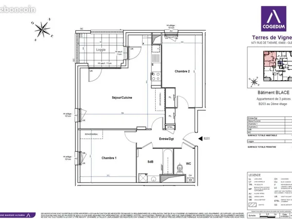 Appartement 3 pièces 67 m² 