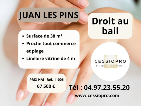 Droit au bail, Juan les Pins, local de plus de 38 m2, proche de tout commerces et plage. 