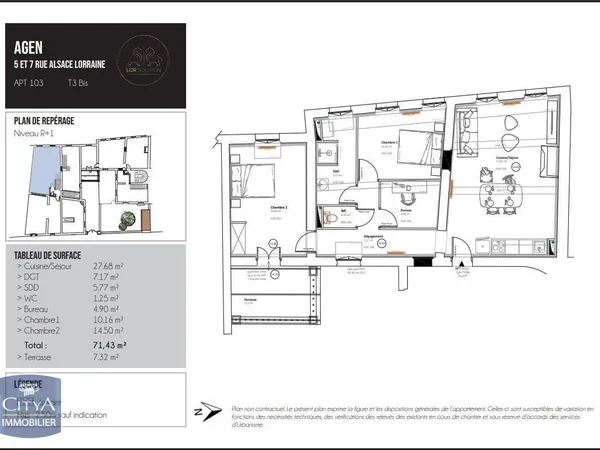 Appartement 3 pièces 71 m² 