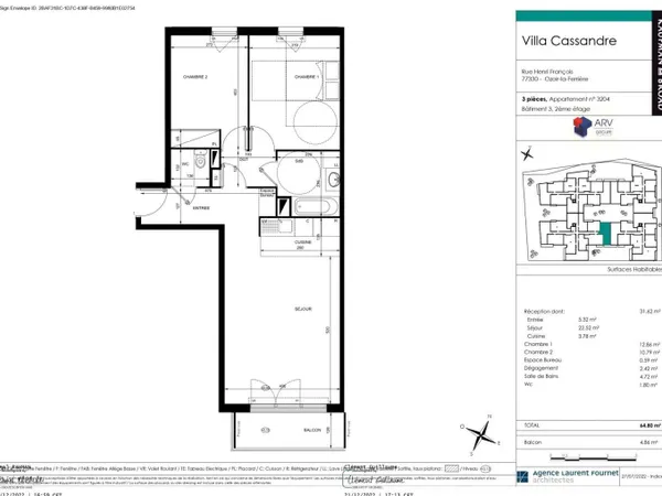 Appartement 3 pièces 65 m² 