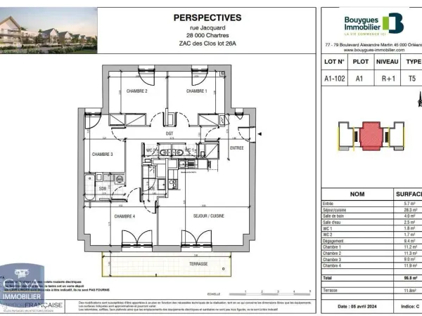 Appartement 5 pièces 95 m² 