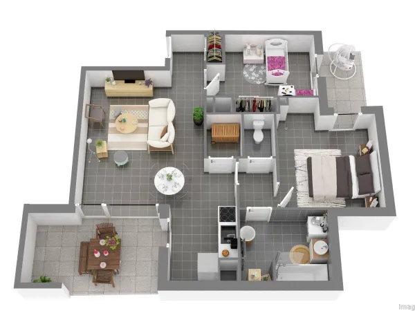 Appartement 3 pièces 64 m² 
