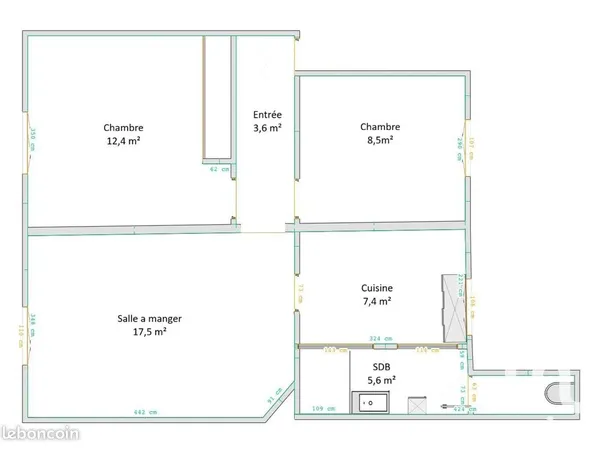 Appartement 3 pièces 55 m² 
