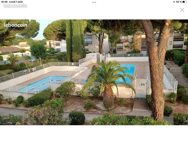 Rez de jardin mer studio terrasse piscine 