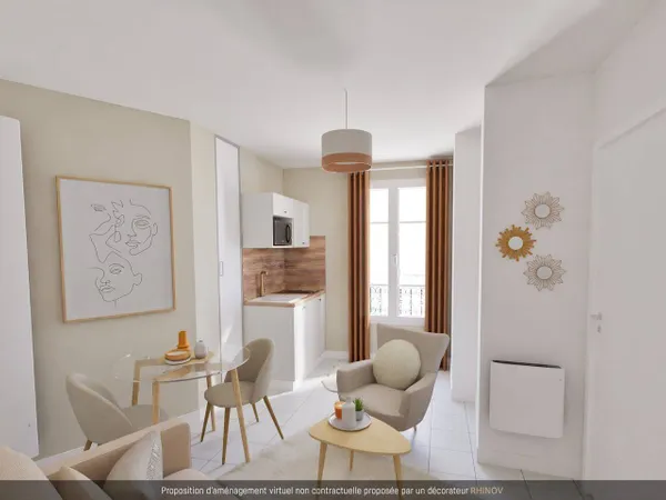 Studio 1 pièce 13 m² 