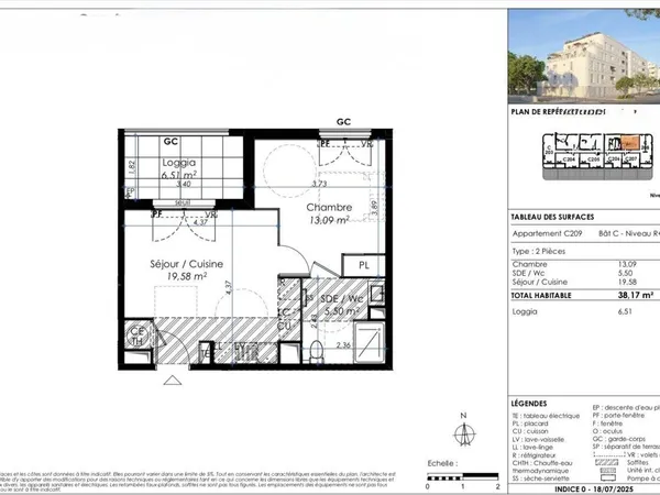 Appartement 2 pièces 38 m² 