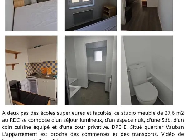 Loue studio 10 rue de la marmora Lille - 28m² 