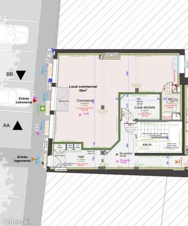 Local commercial 55 m² 