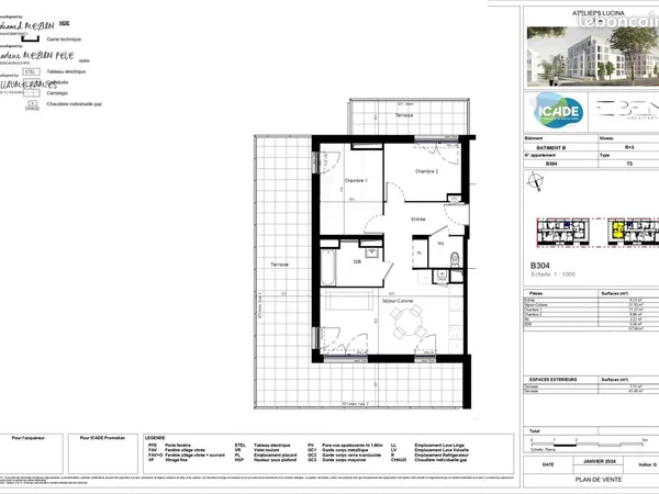 Appartement 3 pièces 58 m² 