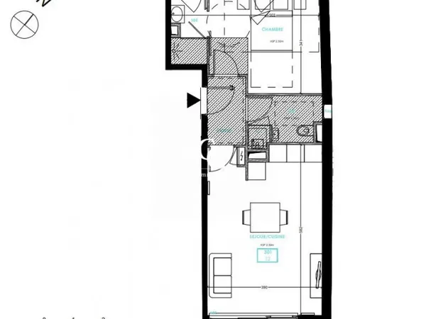 Appartement 2 pièces 43 m² 